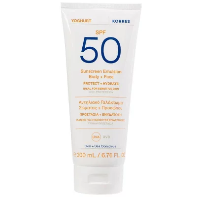 KORRES  &Eacute;mulsion Solaire Corps & Visage Spf50 Yaourt 200 ml - Tube 200