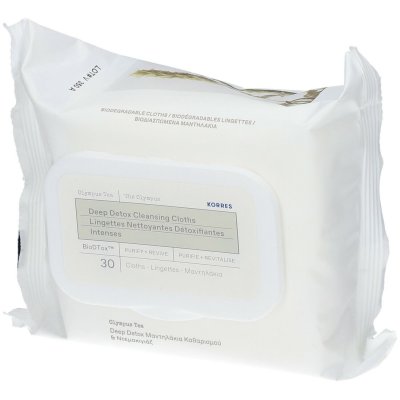 KORRES  Olympus Tea Lingettes nettoyantes d&eacute;tox 30 pi&egrave;ce