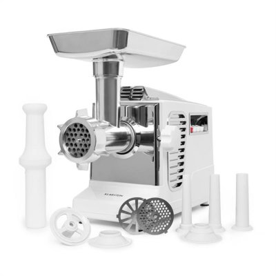 KLARSTEIN Kraftprotz hachoir &agrave; viande &eacute;lectrique 700w - disques & lame inox - blanc & argent 