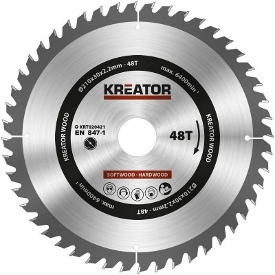 KREATOR  254x30x3.0 Mm 80t Wood Circular Saw Disc Argent&eacute;