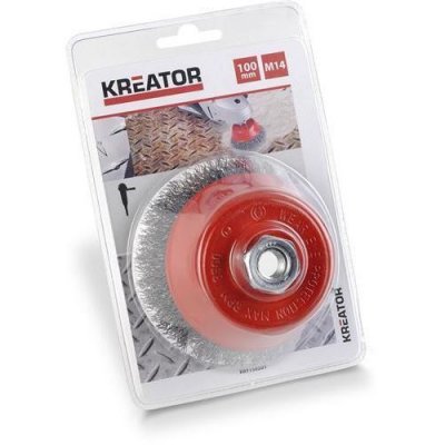 KREATOR  - Brosse M&eacute;tallique Rotative Soucoupe &Oslash; 100 Mm Pour Meuleuse