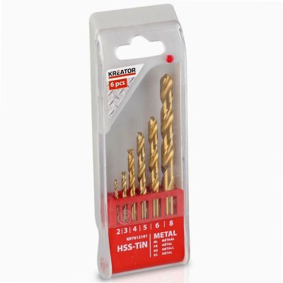 KREATOR  KRT012101 - Juego 6 un brocas hss-tin 2-3-4-5-6-8mm