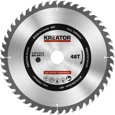 KREATOR  KRT020425 - Lame de Scie &agrave; Bois 48d &Oslash; 250 x &Oslash;30 x 3 mm
