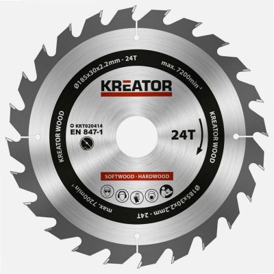 KREATOR  - Lame De Scie Circulaire &agrave; Carbure 24 Dents 185 Mm