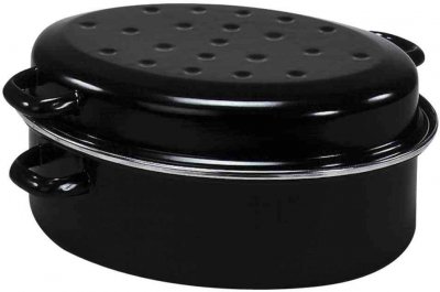 Kr&uuml;ger Cocotte ovale 38 cm Avec couvercle saveur Noir
