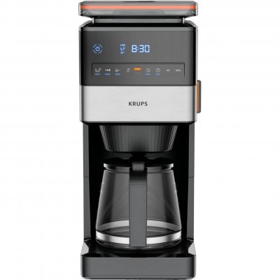KRUPS  Cafeti&egrave;re noir argent Nombre de tasse=18 avec broyeur &eacute;cran