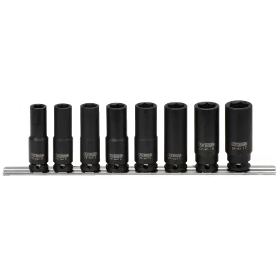 KS TOOLS  3/8"" jeu de douilles &agrave; chocs 6 pans, longues, 8 pcs