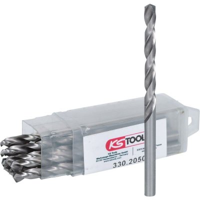 KS TOOLS  - 330.2050 - Lot de 10 forets HSS-G meul&eacute;s, &Oslash;5,0 mm - Argent