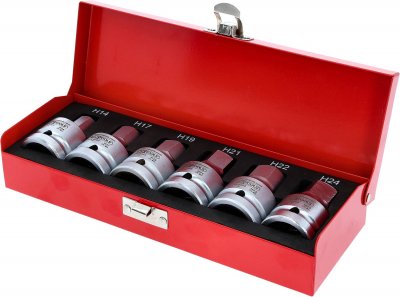 KS TOOLS  515.0000 Jeu D'Embouts &agrave; Chocs 6 Pans 3/4'', Cl&eacute; 14 &agrave; 24 mm