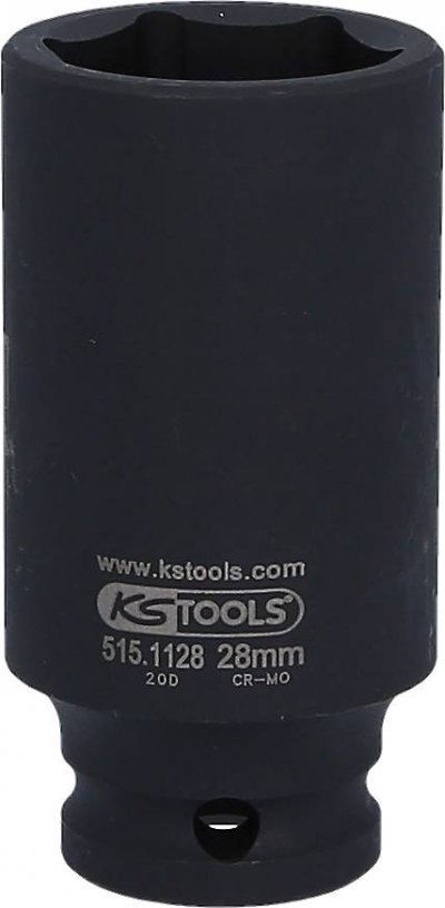 KS TOOLS  515.1128 Douille longue &agrave; chocs 6 pans 1/2'', 28 mm