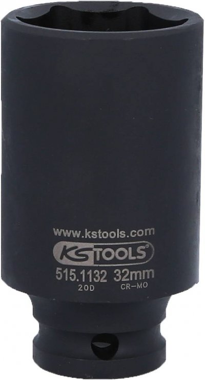 KS TOOLS  515.1132 Douille Longue &agrave; Chocs 6 Pans 1/2'', 32 mm