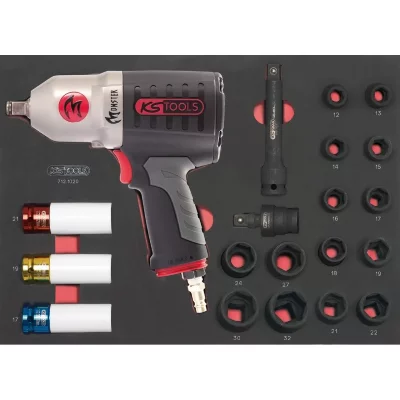 KS TOOLS  712.1020 Module de douilles et cl&eacute; &agrave; chocs pneumatique 1/2'', 20 pi&egrave;ces