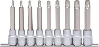 KS TOOLS  911.1630 Jeu de douilles tournevis, 9pcs RIBE perc&eacute; 1/2 110mm
