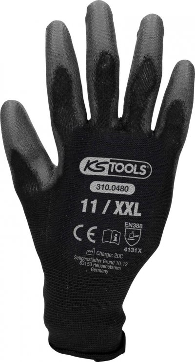 KS TOOLS  Gants de travail 12 paires Taille XXL Noir 310.0480