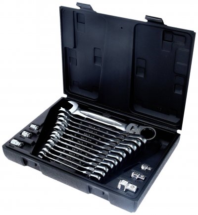 KS TOOLS  jeu de cl&eacute;s mixtes &agrave; cliquet &agrave; t&ecirc;te inclinable &agrave;