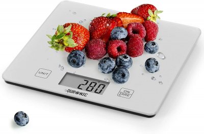 DURONIC Ks1080 balance de cuisine num&eacute;rique avec surface en verre de 18 cm de diam&egrave;tre- 5 kg