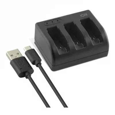 KSIX  3 Battery Charger For Gopro Gero 5 Usb / Usb Type C Noir