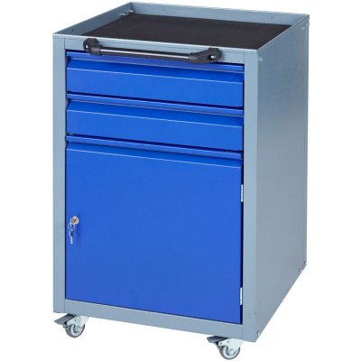 KUPPER  - Servante d-atelier mobile 1 porte et 2 tiroirs - Couleur : Bleu marine