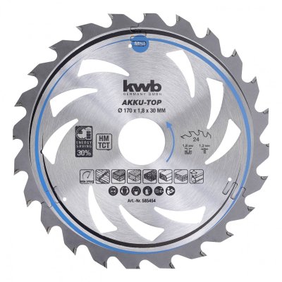 KWB  - 585454 Lame de scie circulaire au carbure 170 x 30 x 1.2 mm Nombre de dents: 24 1 pc(s)