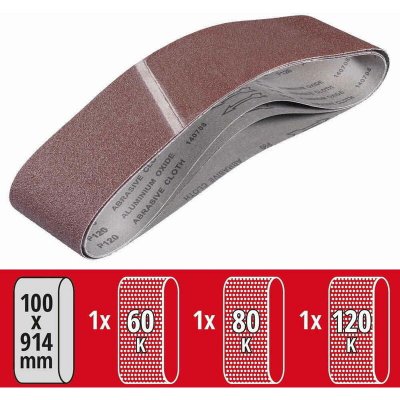 KWB  By Einhell - Lot de 3 bandes de pon&ccedil;age 100x915 mm