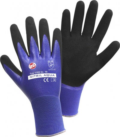 L+D  Nitril Aqua 1169-XL Nylon Gants de travail Taille: 10, XL EN 388:2016 CAT II 1 paire(s)
