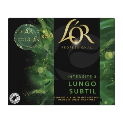 L OR L'OR Professional Lungo subtil - intensit&eacute; : 3 - bo&icirc;te de 50 capsules