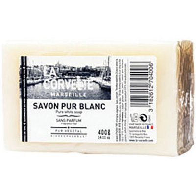 MANUTAN La Corvette, Lot de 4 pains de Savon Pur Blanc 200g - Multi-usages