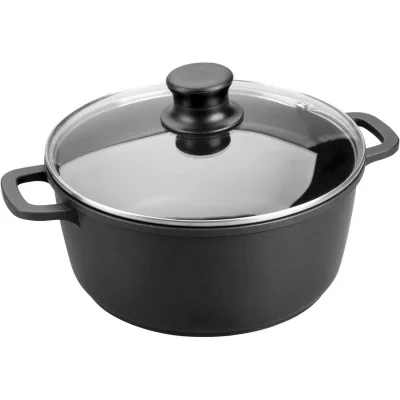 LACOR  25820 Faitout Fonte d'Aluminium Forte avec Couvercle Verre Diam&egrave;tre: 20 cm