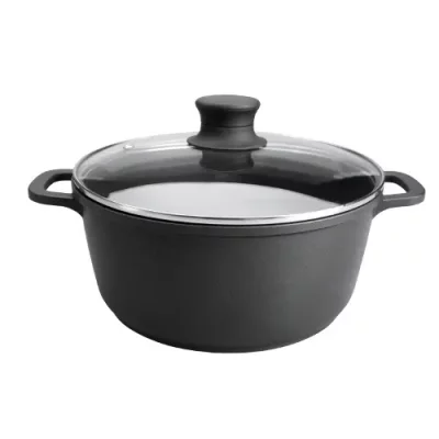 Lacor 25828 Faitout Fonte d'Aluminium Forte avec Couvercle Verre Diam&egrave;tre: 28 cm