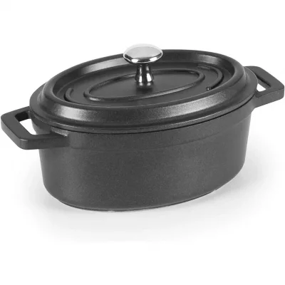 LACOR  25912 Faitout avec Couvercle Ovale Aluminium Fondu Noir 12 x 8,5 cm