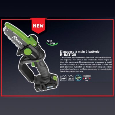 RIBIMEX Lagueuse portative &agrave; batterie R-BAT20 20v avec batterie 2amp et chargeur
