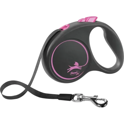 FLEXI Laisse Black Design L Tape 5m black/ pink  FU32T5-251-S-CP
