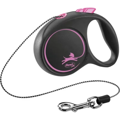 FLEXI Laisse Black Design XS Cord 3m black/ pink  FU02C3-251-S-CP