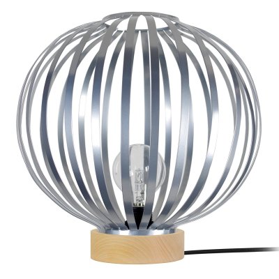 TOSEL LAM.DAVOS - Lampe a poser globe m&eacute;tal naturel et aluminium