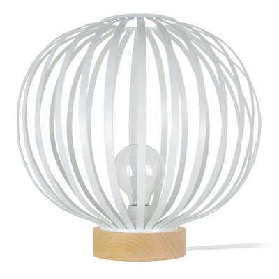 TOSEL LAM.DAVOS - Lampe a poser globe m&eacute;tal naturel et blanc