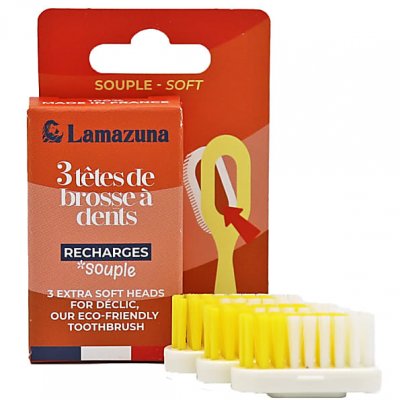 LAMAZUNA  Recharge 3 T&ecirc;tes De Brosse &Agrave; Dents Souple
