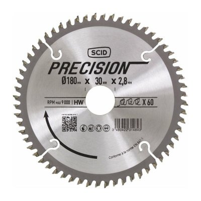 SCID Lame au carbure pour scie circulaire coupe fine &oslash; 180 mm 60 30 2,8