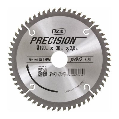 SCID Lame au carbure pour scie circulaire coupe fine &oslash; 190 mm 60 30 2,8