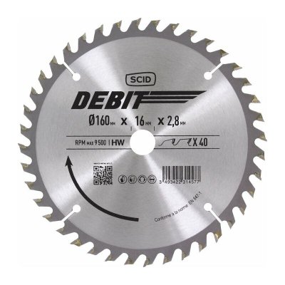 SCID Lame au carbure pour scie circulaire &oslash; 160 mm 40 16 2,8