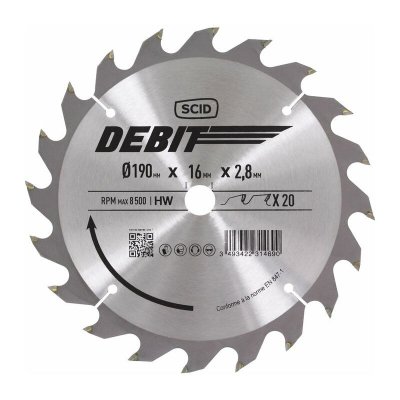 SCID Lame au carbure pour scie circulaire &oslash; 190 mm 20 16 2,8