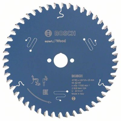 BOSCH Lame  2608644024 Bois &Oslash; 165 mm 48 dents pour Scie circulaire