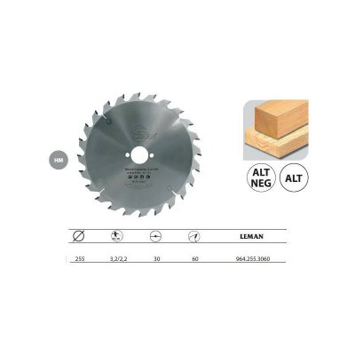 LEMAN Lame carbure 255 z= 60 alesage 30 mm- scie &agrave; onglet - 