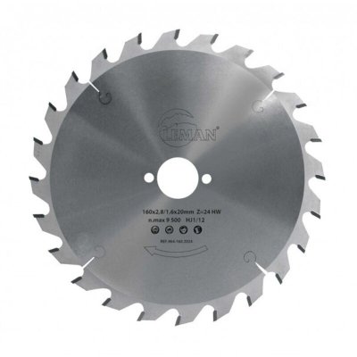 LEMAN Lame carbure Bois  - pour scie circulaire portative - &Oslash; 160mm - 24 dents