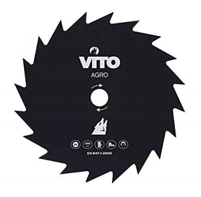 VITO Lame de coupe pour d&eacute;broussailleuse 20 dents Diam 255mm Alesage 25.4 