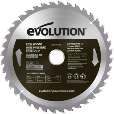 EVOLUTION Lame de scie bois 210MM 40 dents (Pour scie &agrave; onglet R210SMS+)