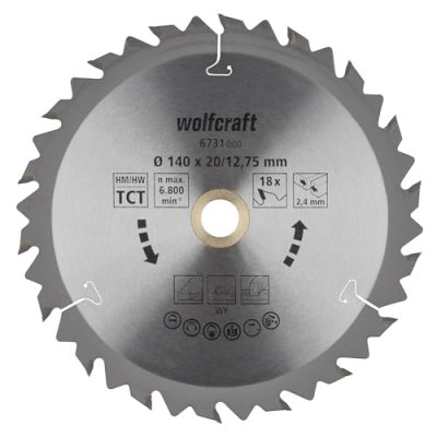 WOLFCRAFT Lame de scie circulaire au carbure 6731000 140 x 12.75 mm Nombre de dents: 18