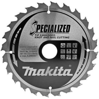 MAKITA Lame de Scie Circulaire Carbure  B-09422 &Oslash; 190mm x 30mm 24 Dents