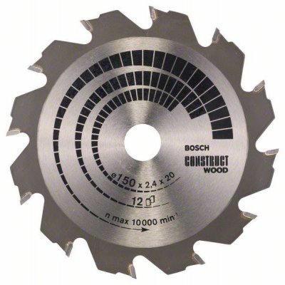 BOSCH Lame de scie circulaire Construct Wood 150 x 20/16 x 2,4 mm, 12 1pc