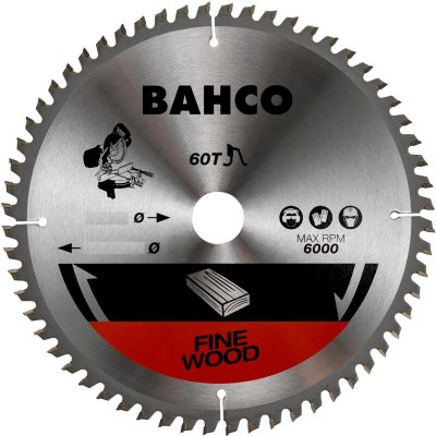 BAHCO Lame de scie circulaire Diam 250 x 30 mm 60 dents pour bois 8501-28SW