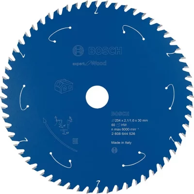 VIRO Lame de scie circulaire Expert pour le bois, 254 x 2,1 / 1,6 x 30, 60 dents - Bosch